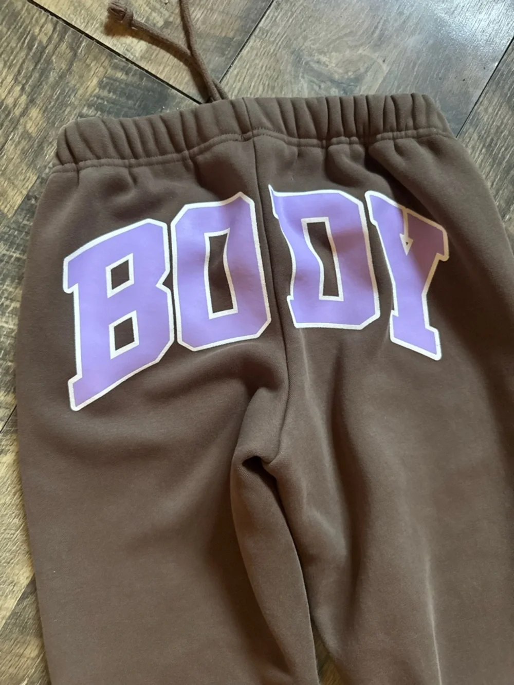 Body by Raven Tracy Brown Sweat Pants with Purple 'BODY' Graphic - Picture 5 of 7